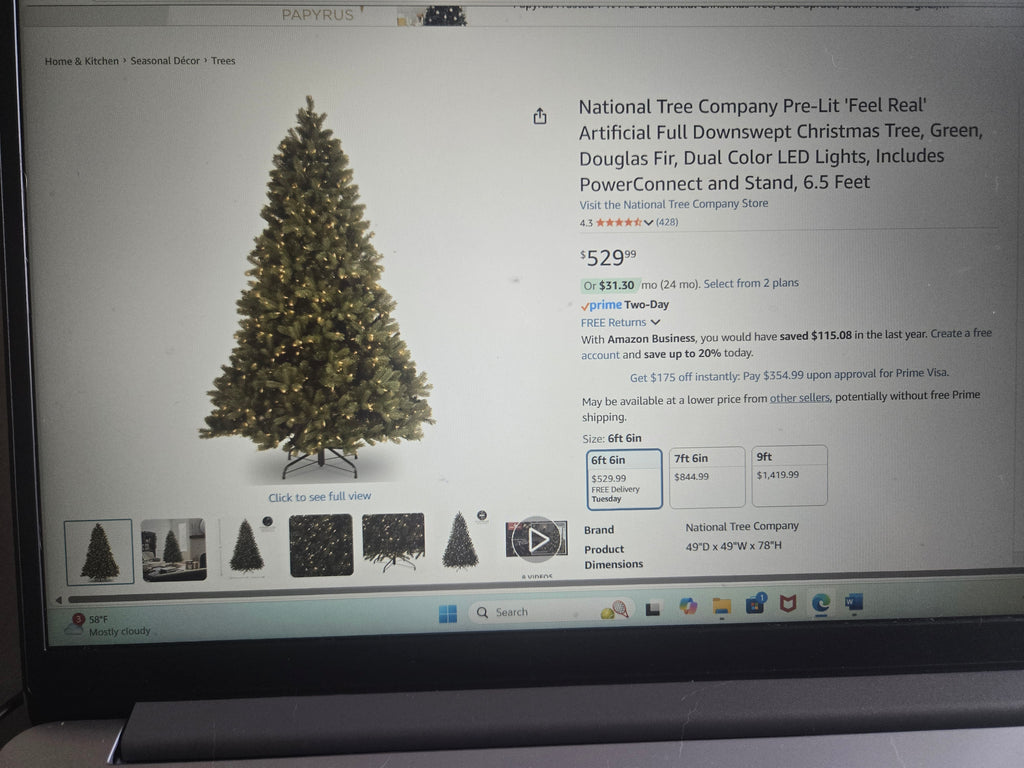 NEW National Tree Co. 6.5' Pre-Lit Douglas Fir Christmas Tree White Lights