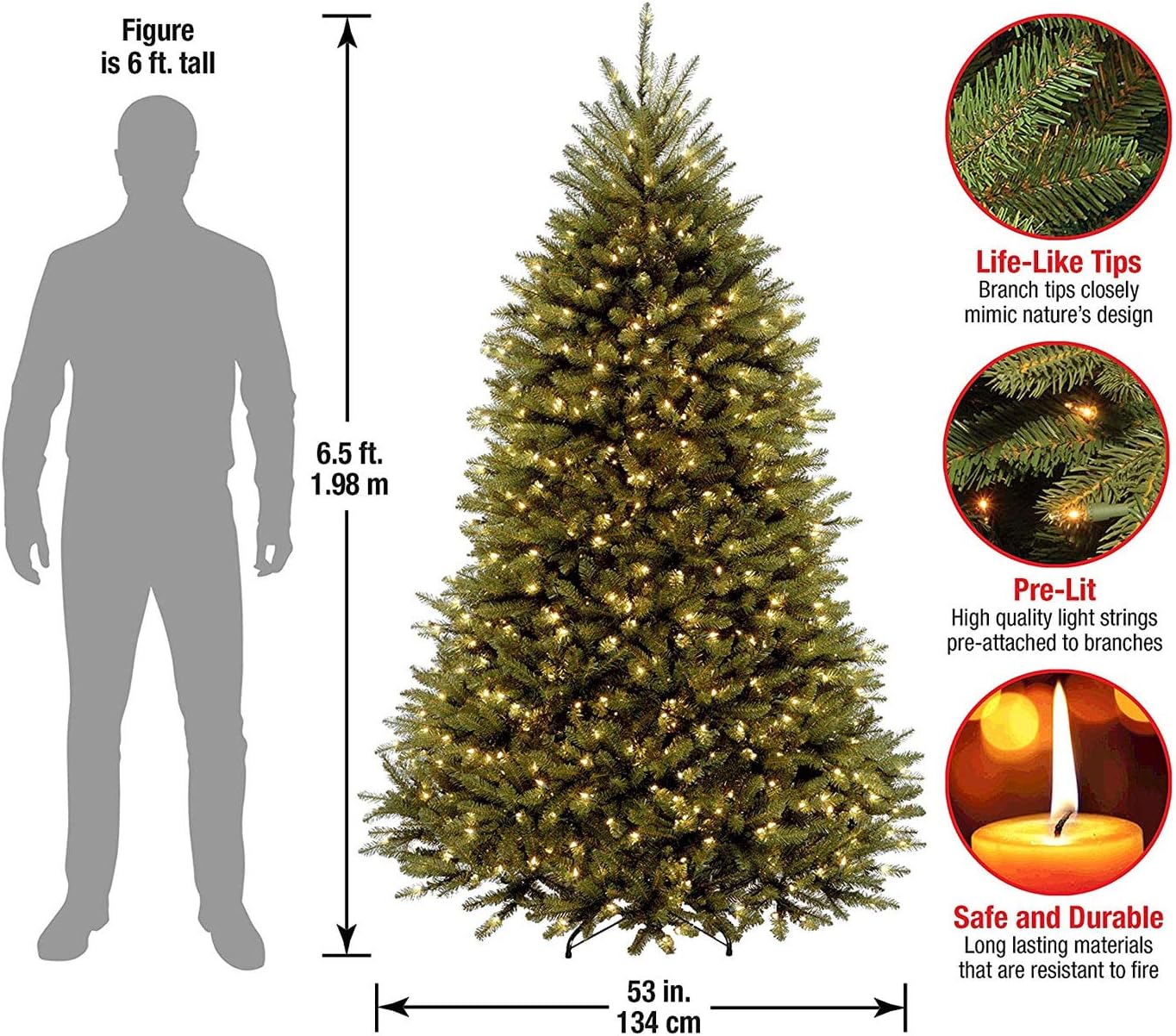 NEW National Tree Co. 6.5' Pre-Lit Douglas Fir Christmas Tree White Lights